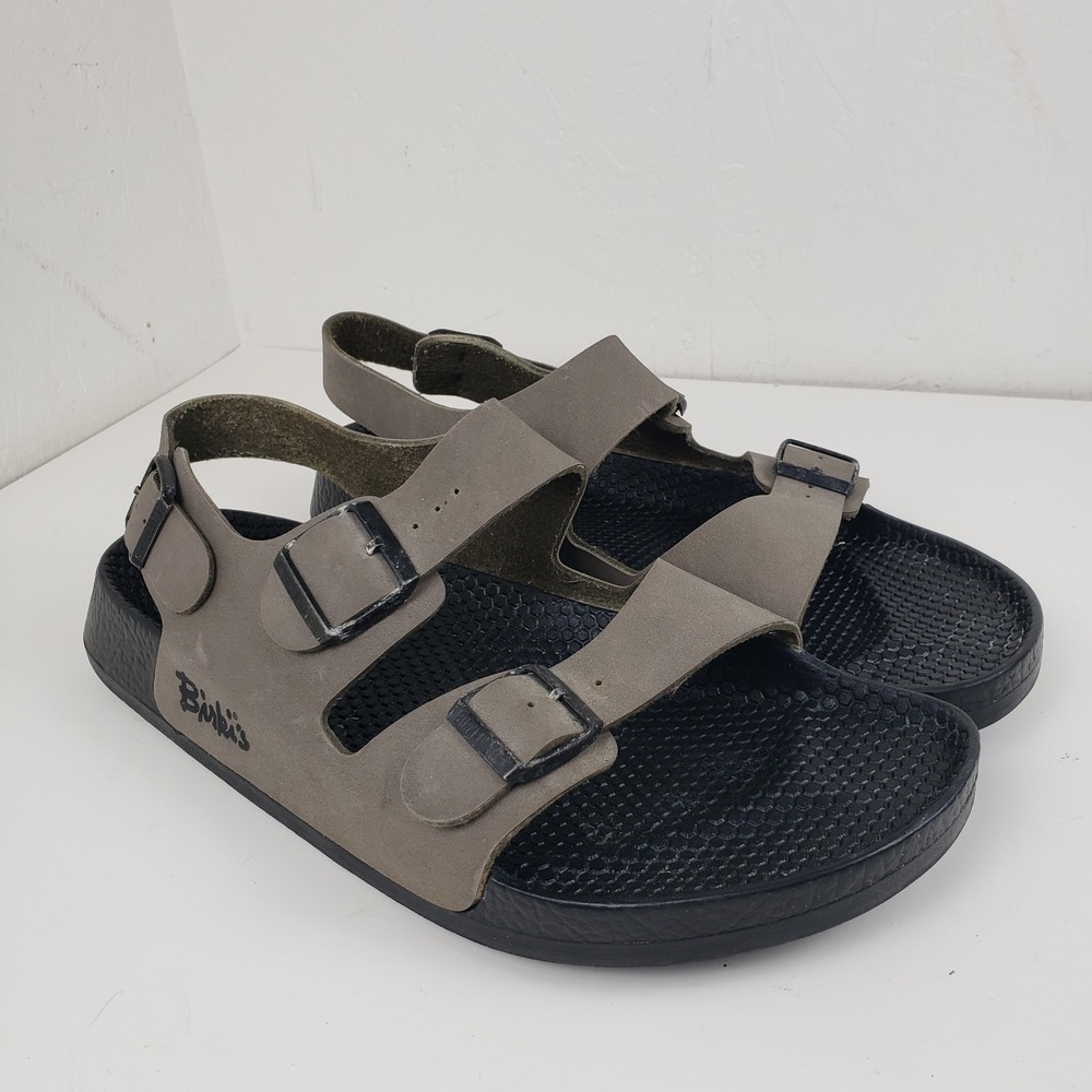 Birkis by Birkenstock Mens Sandals Size 46 US 13 Taupe Grey 3-Strap Buckle Shoes